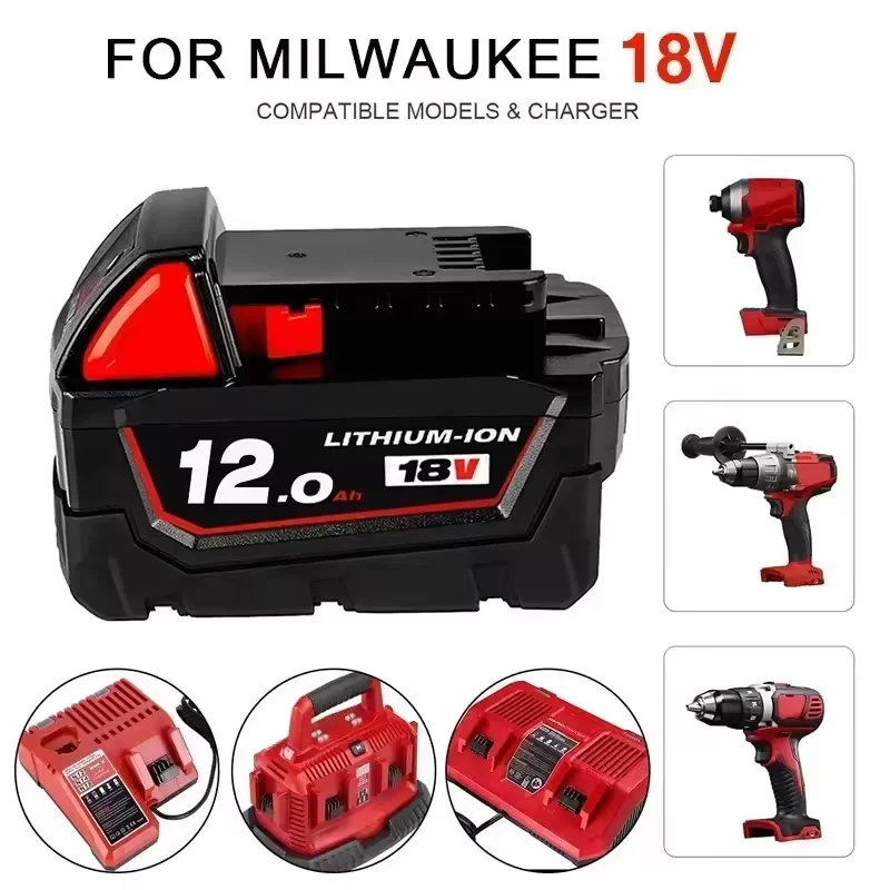 

For Milwaukee M18 18V 6 0Ah 9 0Ah 12 0Ah Li-Ion Battery Replacement High Capacity 6000mAh 9000mAh