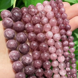 Natural Stone Beads Round Lepidolite Loose Spacer Beads For Jewelry Making DIY Bracelet Necklace Accessories 15'' 4/6/8/10/12mm