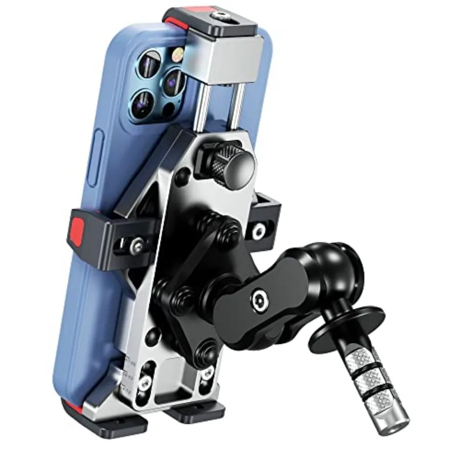 

BRCOVAN Anti-Theft Aluminum Alloy Motorcycle Fork Stem Phone Mount Holder with Vibration Dampener and High-Speed Secure Lock Ad