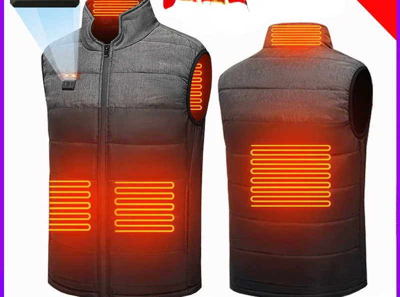 Dual 4 Areas Heated Vest Men Women Heated Jacket Winter Usb Heating Vest Self Heating Thermal Vest Heating cycling jacket