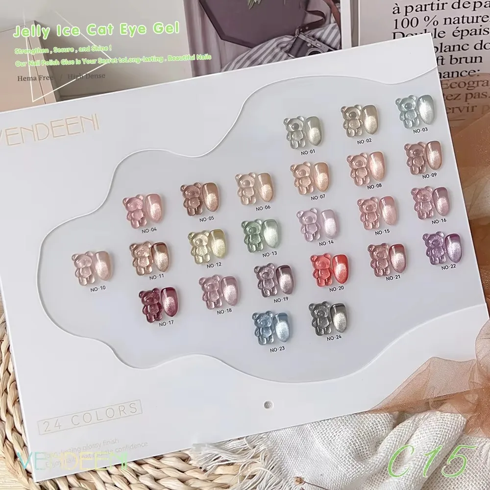 Vendeeni 24 colors magnetic cat eye gel nail art professional custom gel nail polish private label non toxic uv nail polish oem