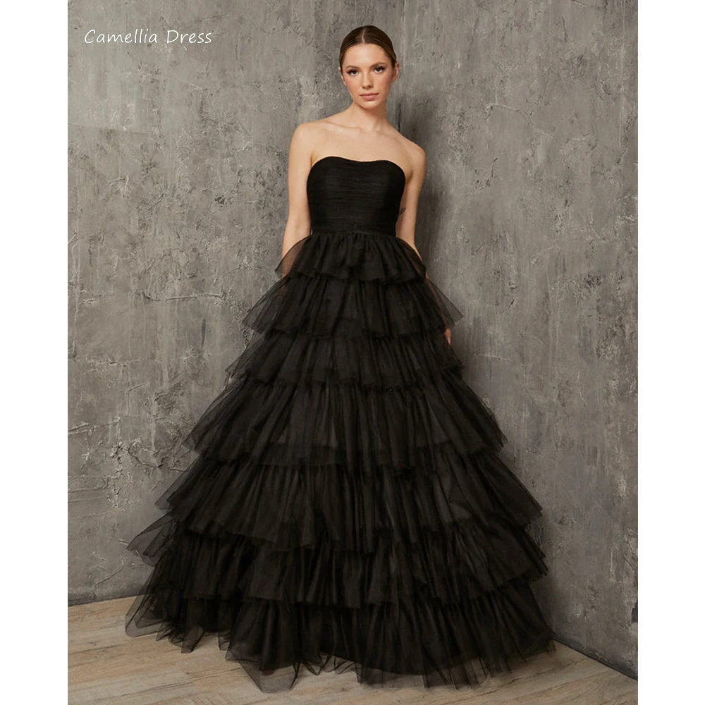 

New Ballgown Evening Dresses Romantic Strapless Luxury Evening Dresses 2023 Sleeveless Tulle Wedding Party Dress فساتين السهرة