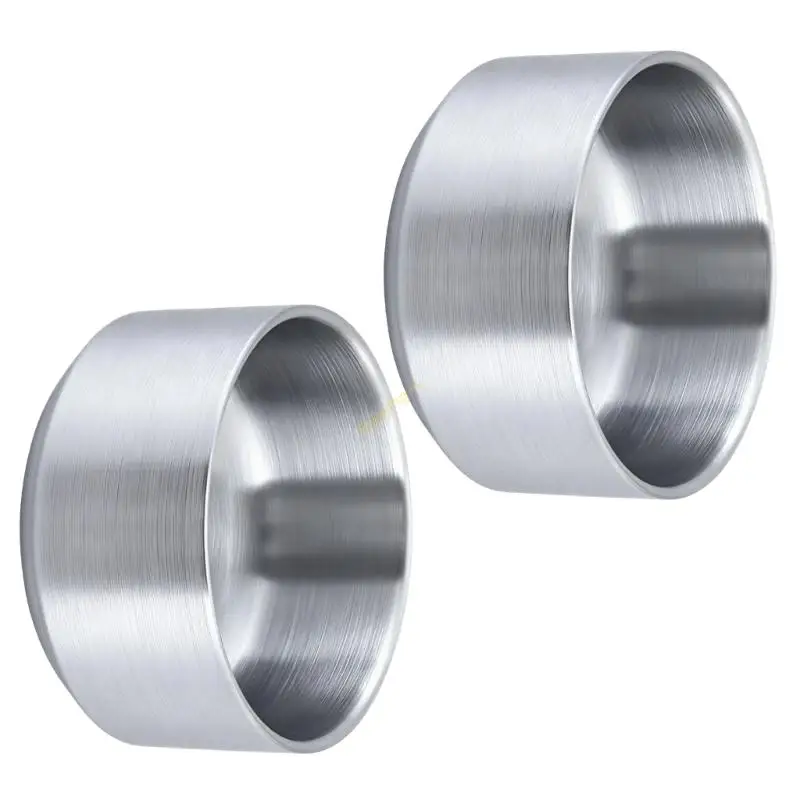 Pack of 2 Scratch Resistant Stainless Steel Rice Bowls Practical Metal Dishware