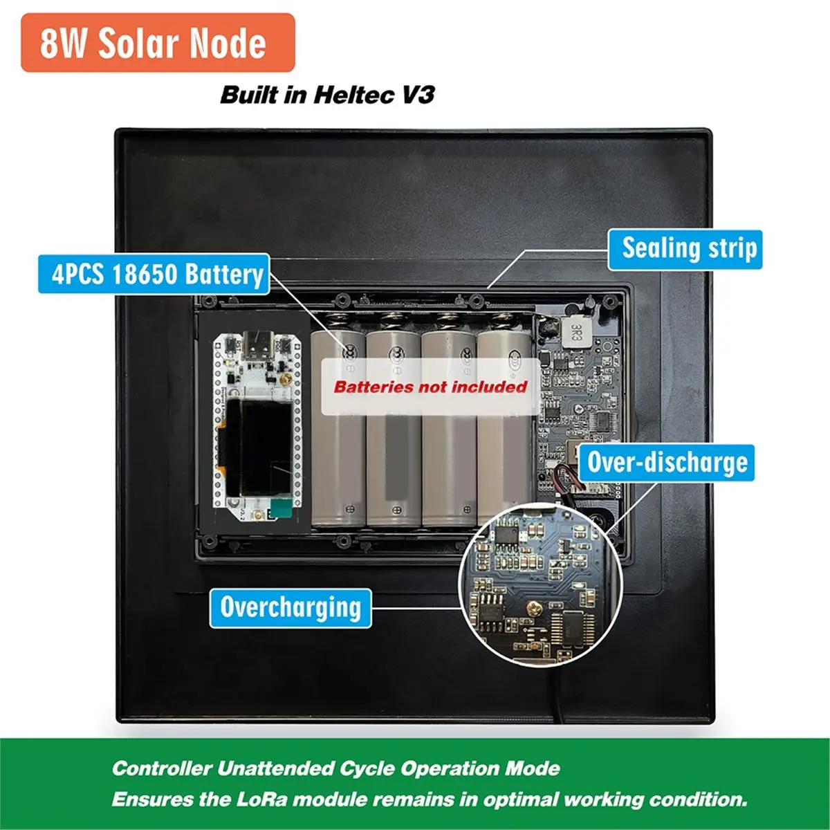 8W 메쉬태스틱 태양광 패널 헬텍 V3 로라 노드 868-915MHz 로라완 방수 원격 네트워크 전송 B