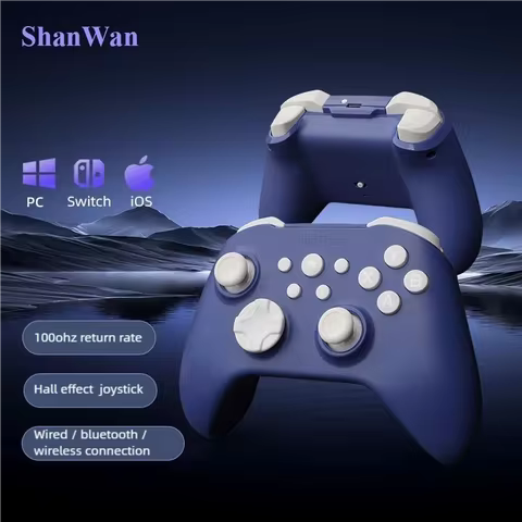 Shanwan New Wireless Game Controller Hall Joystick For Xbox/PC/iOS/PS4/Android Switch Pro Dual Vibration Motor 3 Mode Gamepad
