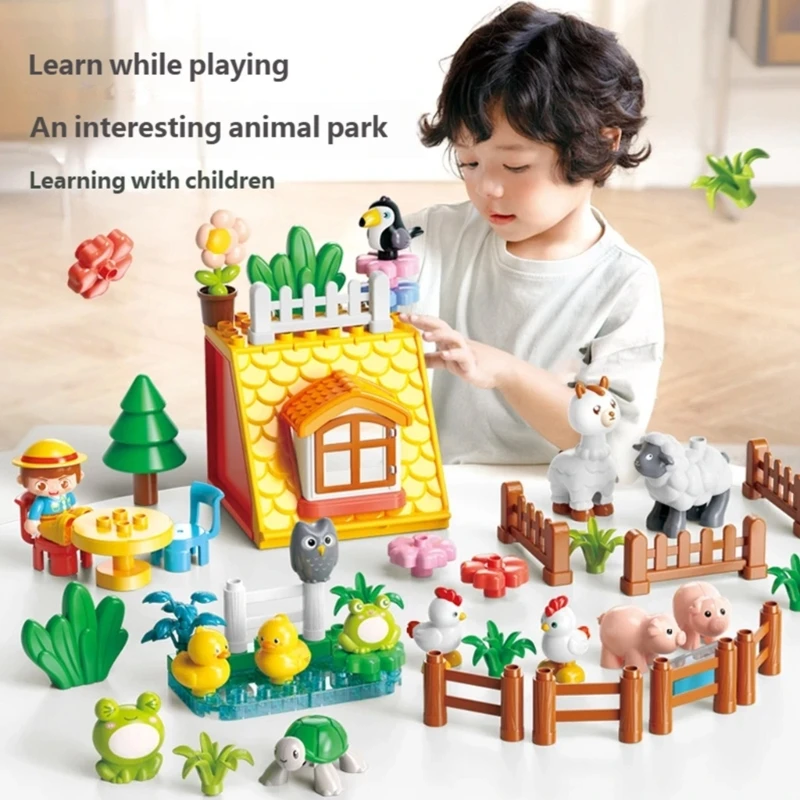  Farm Animal Large Particle Building Block Educational Toy For Children Learning