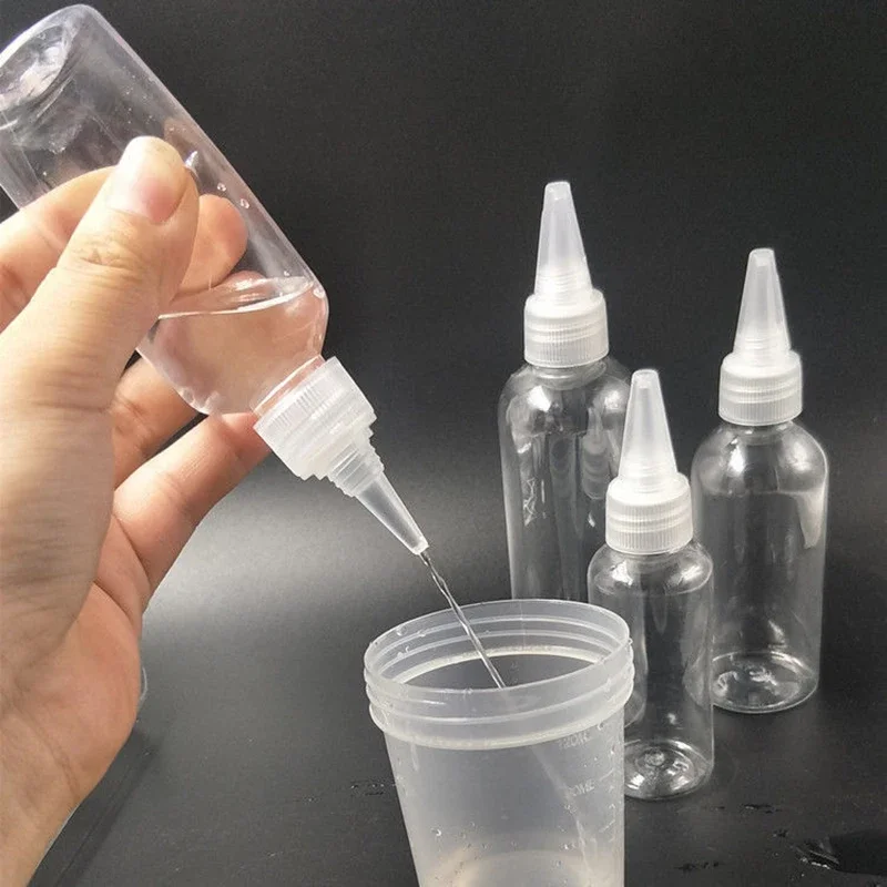 12Pcs 120ML Plastic PET Refillable Bottle Liquid Ink Oil Dropper Squeeze Bottles with Twist Top Caps Pigment Container Portable