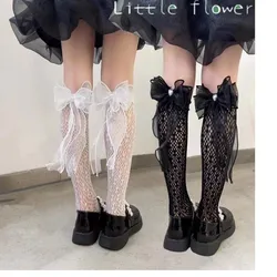 girls socks hollow out thin section three yarn knot love princess baby socks lolita stockings