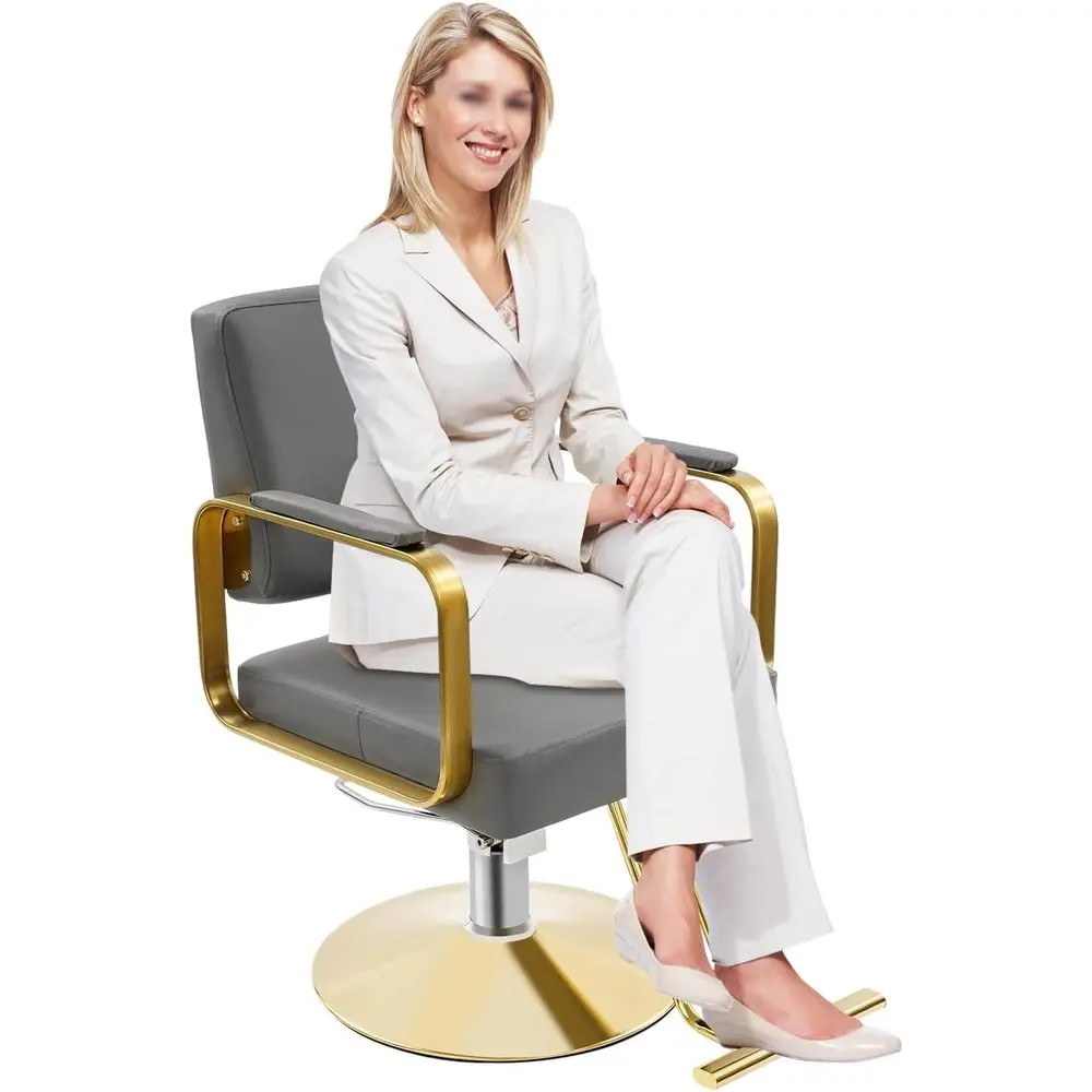 

Вращающееся профессиональное сиденье для стрижки волос с шампунем, стул для парикмахерской объемом 440 фунтов, поворотное регулируемое кресло с откидной спинкой для парикмахерских и