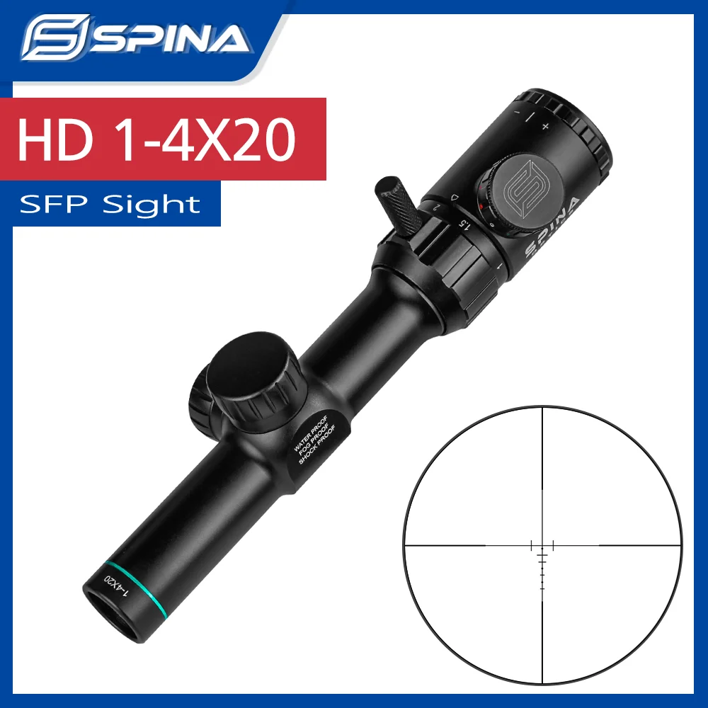 

SPINA OPTICS Riflescope Green/Red Illuminated 1-4x20 Range Finder Reticle Sight with 25.4mm Scope Mount Rail AR15.223.556 22LR