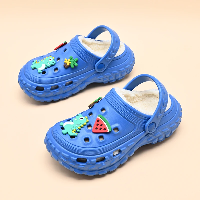 Winter Children Slipper Boy Plush Flats Indoor House Shoes Sneaker Fashion Cartoon Cotton Warm Clogs for Boy Sandals Shoes