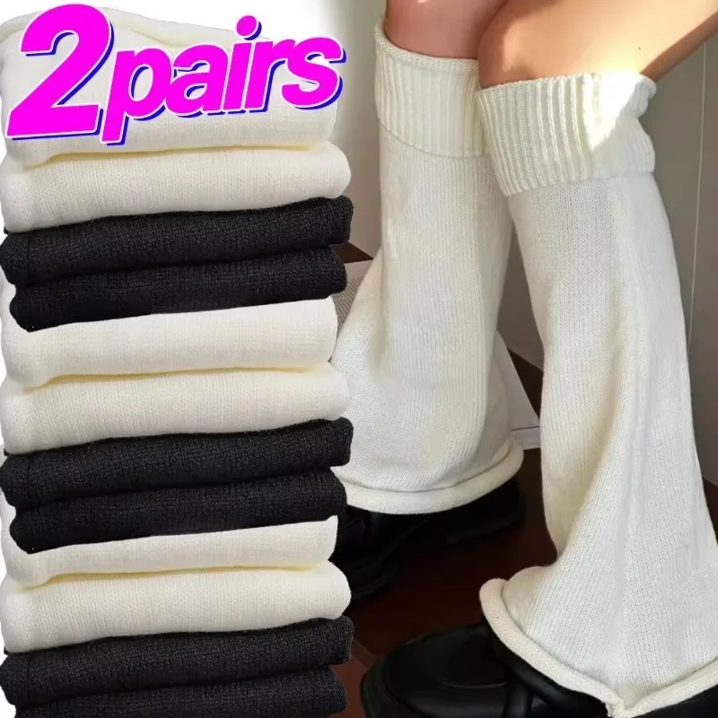 1/2Pairs Women Flared Leg Warmers Women Knitted Loose Calf Socks Autumn Winter Retro Long Socks Girls Jk Bell-bottoms Stockings