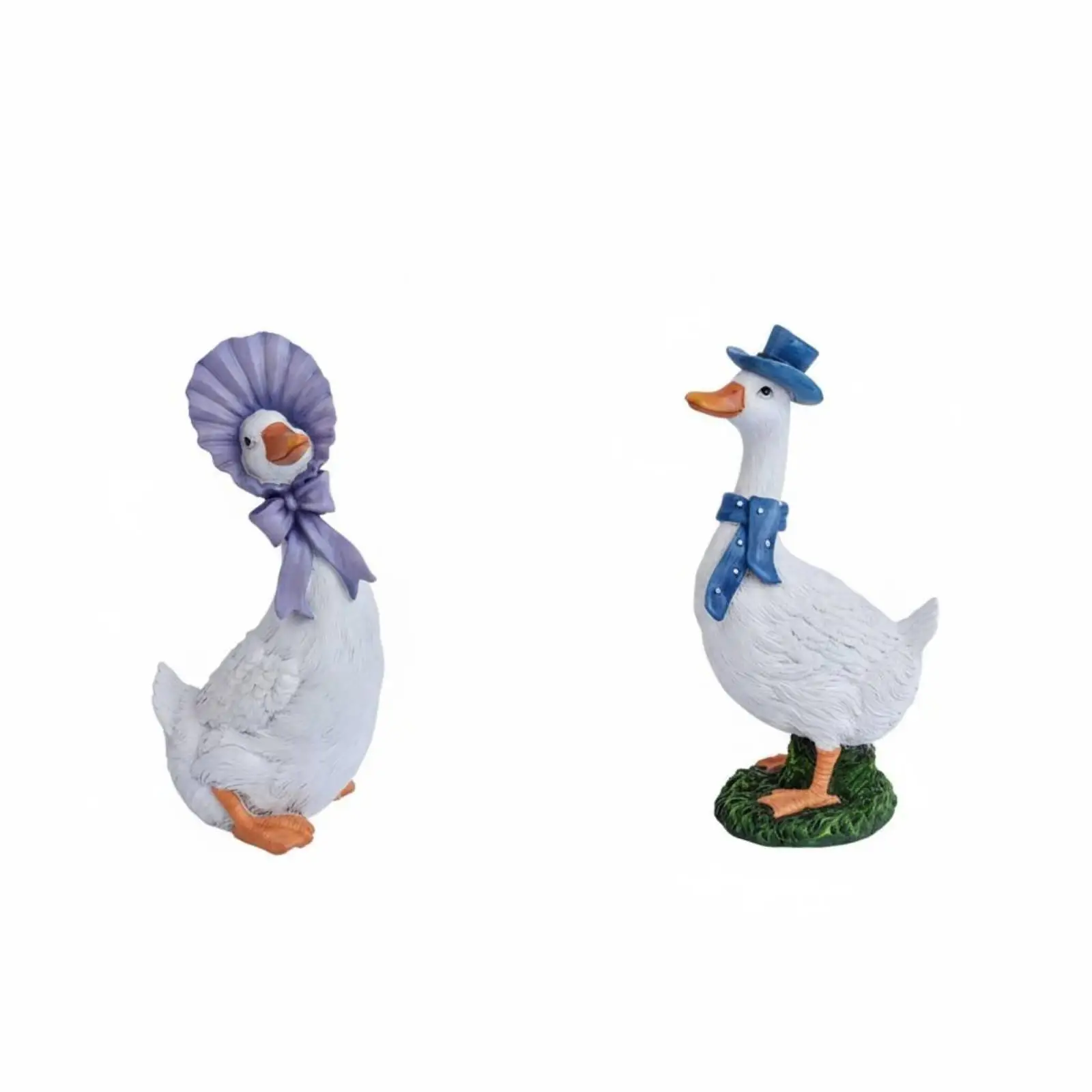 Cute Duck Figurine Hand Painted Outdoor Decoration Weather Resistant for Planter