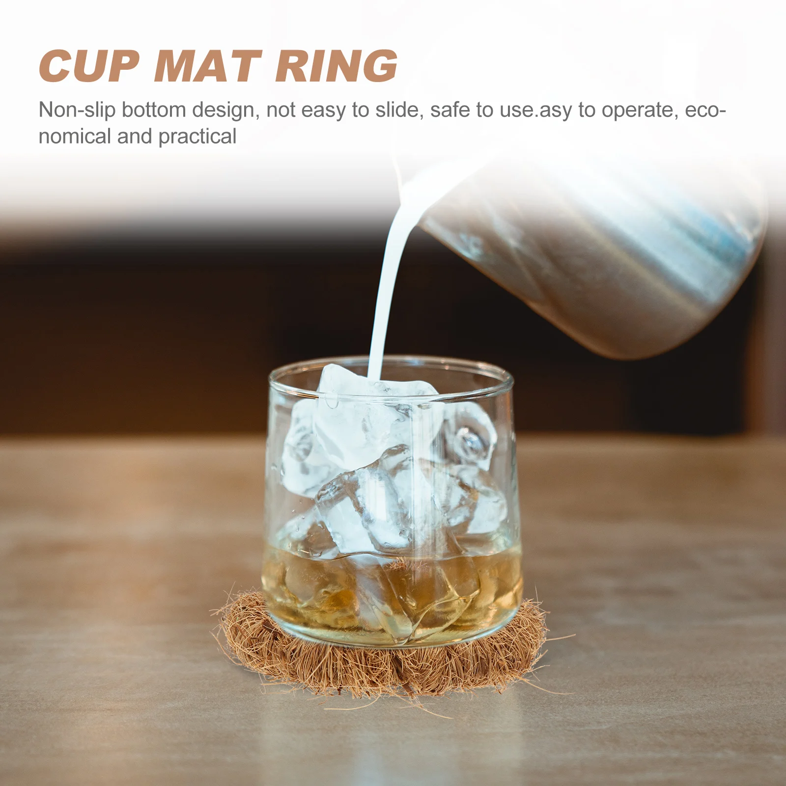 

10pcs Coconut Coaster Bowl Insulation Rings Non-Slip Table Mat Rings For Home Coffee Shop Decorative Use