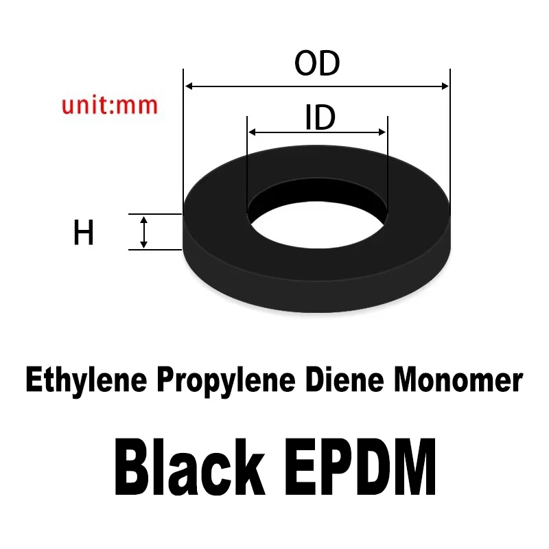 H2mm M7-M20mm Flat Washer Gasket NBR VMQ FKM EPDM Fluorine Black Nitrile Rubber Silicone Seals Washer Red White O Ring