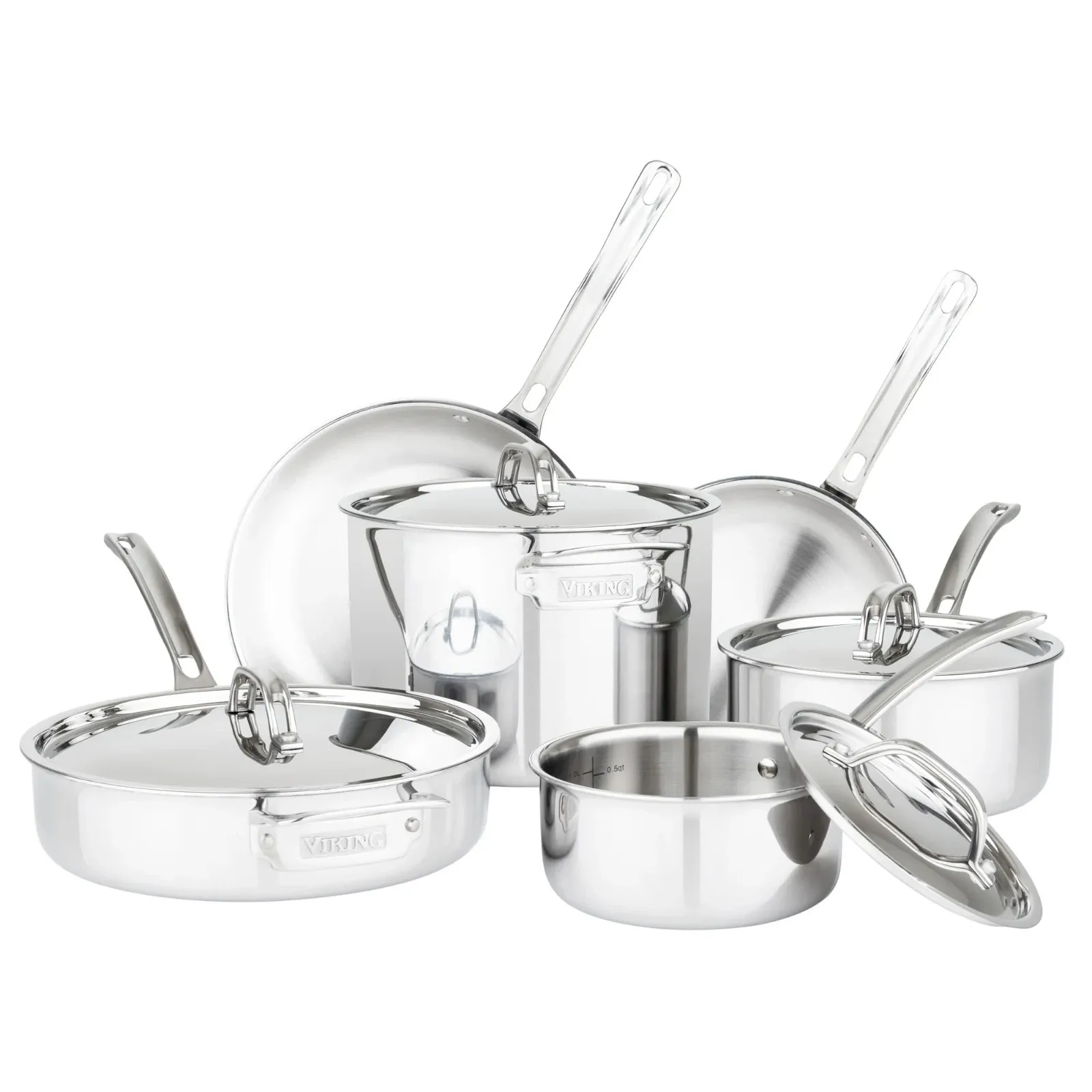 

3-Ply Clad Stainless Steel Cookware Set 10-Piece Induction Oven Safe
