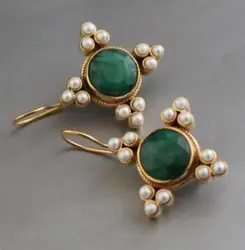 ORZTOON Fashion Oval Shape Blackish Green Color Inlay Pearls Stone Pearls Earrings For Women Party Accessories Jewelry