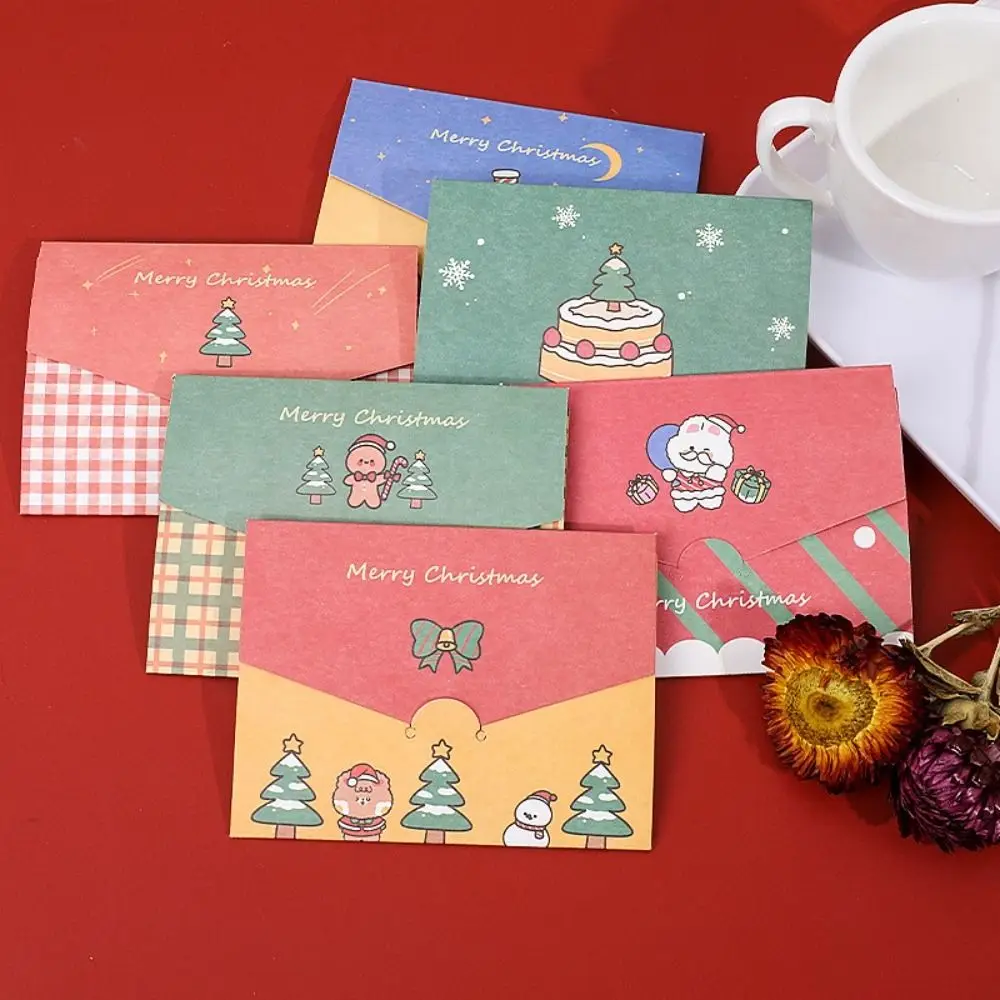 Cartoon Merry Christmas mini paper Envelope with Message Card Greeting card Letter Stationary Storage Paper Gift