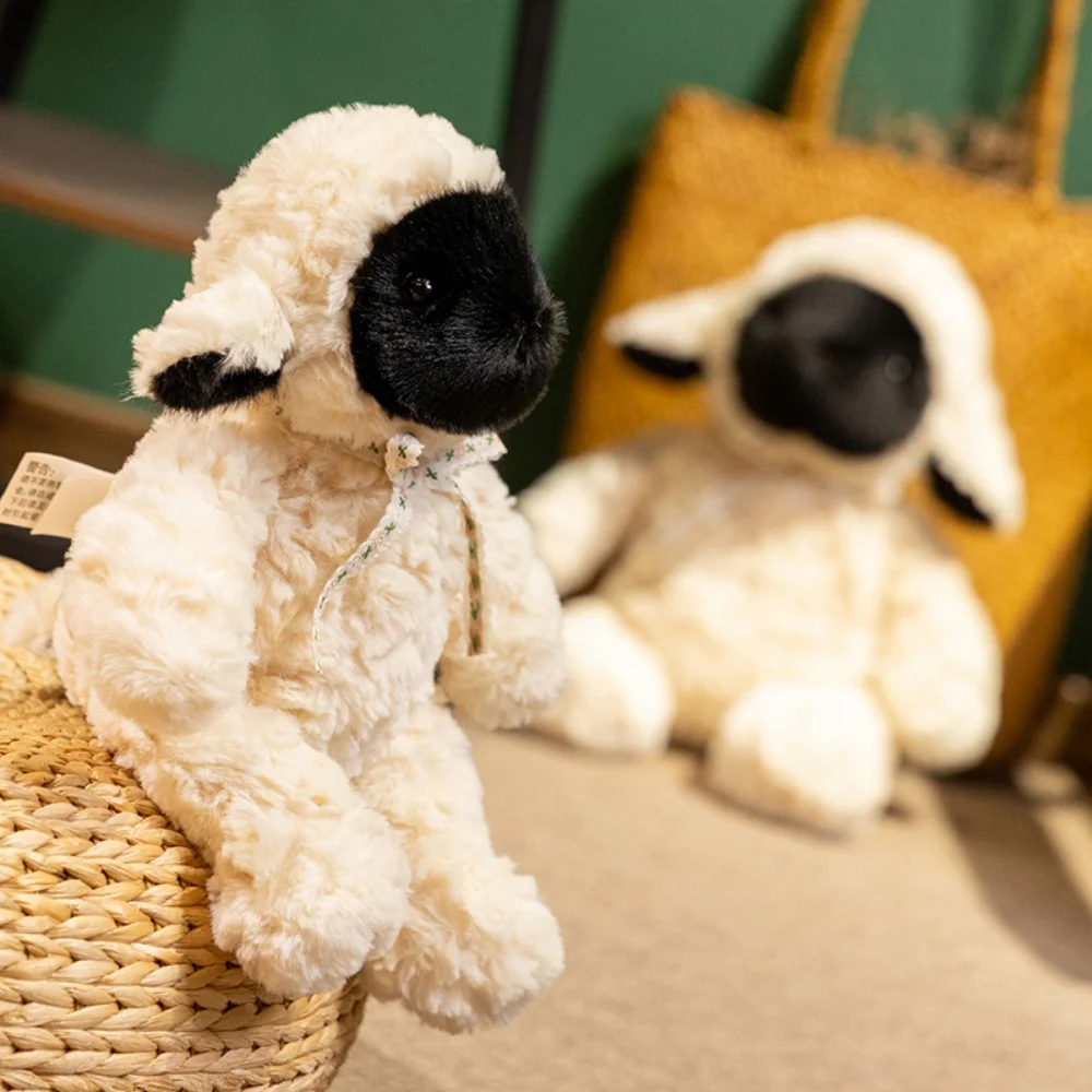 

3 Sizes Soft Fluffy Sheep Plush Toy Cartoon Black Face Little Sheep Appease Doll Sleeping Pillow Home Decor Gift
