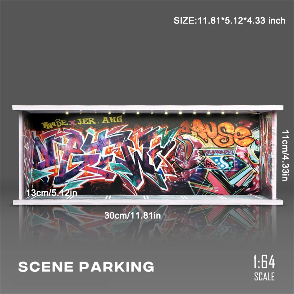 1/64 Model Parkeerplaats Parkeerplaats met verlichting Gesimuleerde decoratiescène (figuren en auto's niet inbegrepen)