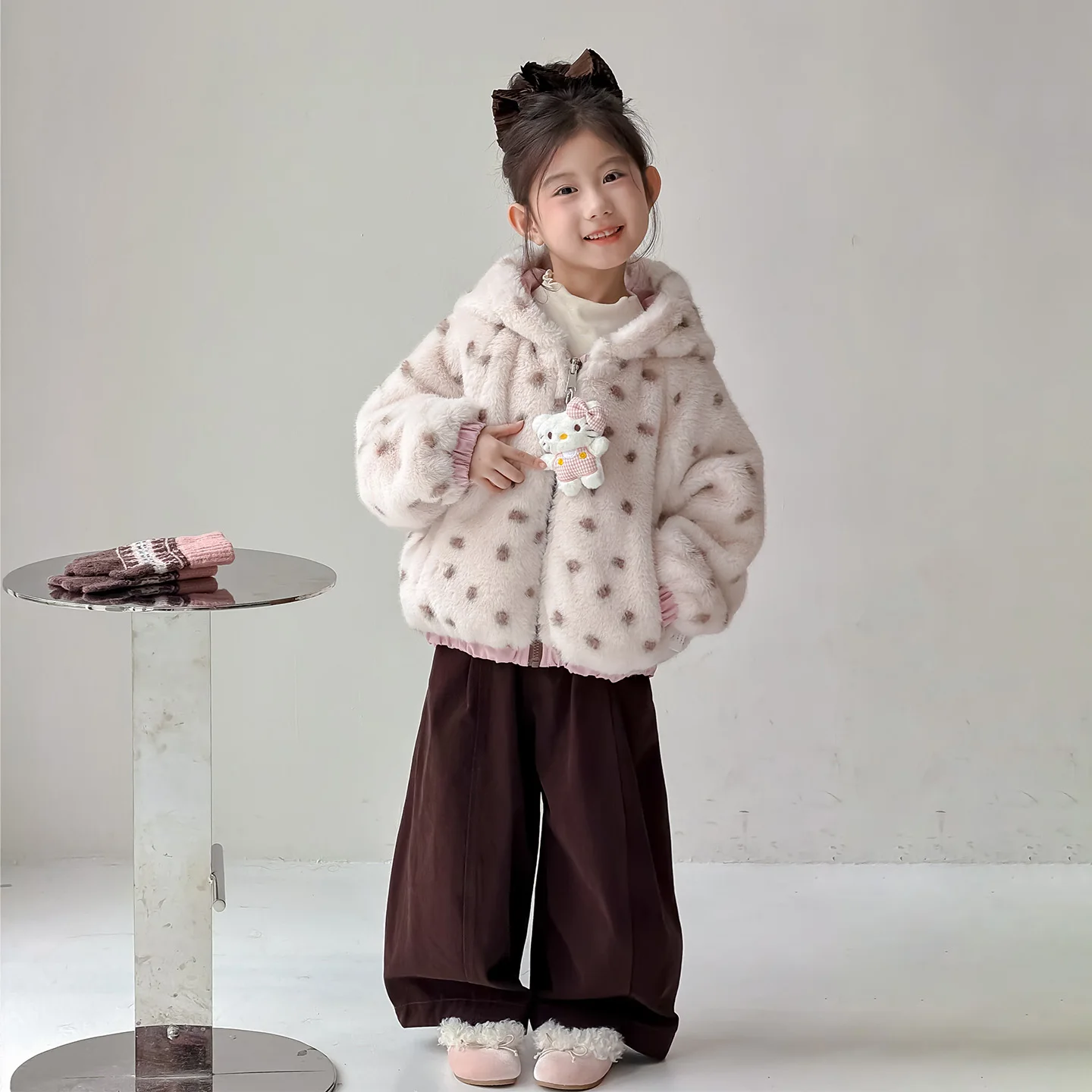 Winter Baby Kids Fleece Jacket For Children Cartoon Coats Autumn Girls Hooded Plush 6T Jackets Girls double-sided Warm Outerwear