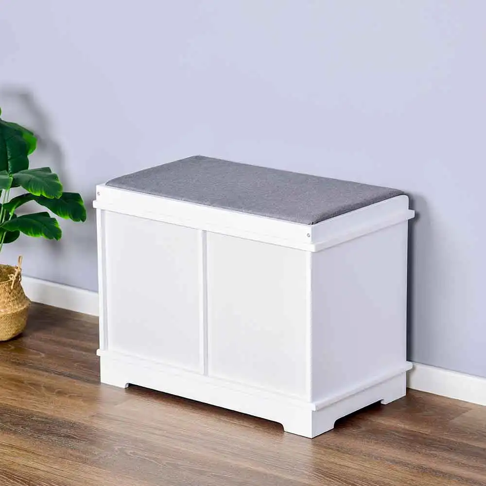 Wooden Shoe Racks Cabinet Storage Bench Soft Seat Cushion Foot Stool Ottoman With Door Entryway Furniture Hallway Bench