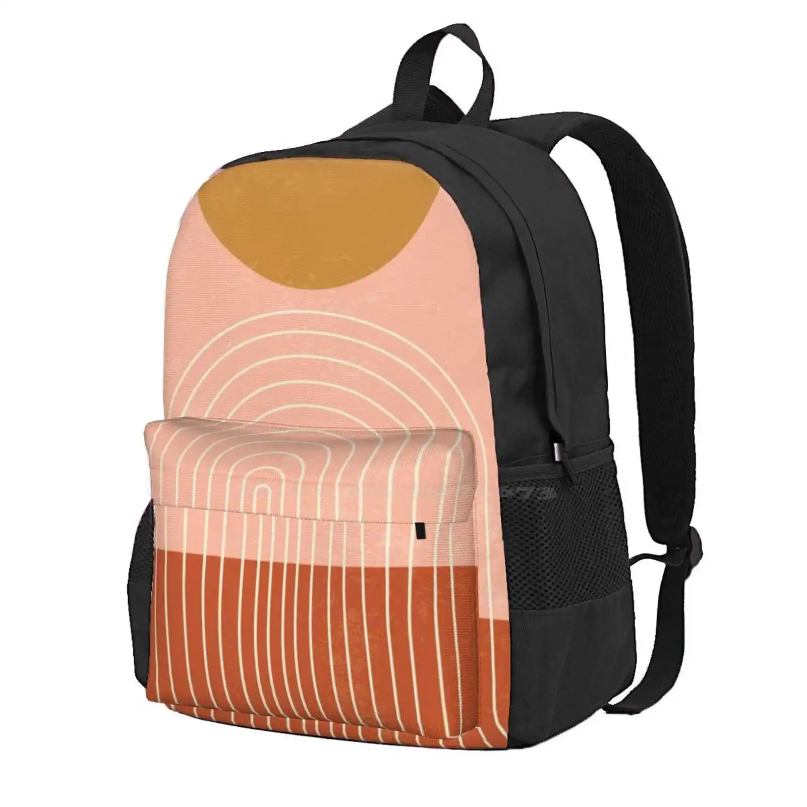 Terracotta Mid Century Sun Arch Hot Sale Schoolbag Backpack Fashion Bags Mid Century Pastel Nature Geometric Minimalism