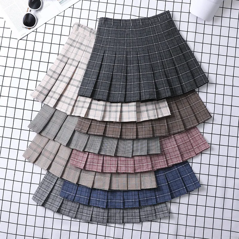 Pleated Skirt Korean Style Y2k Harajuku Faldas Women\'s Summer Clothes Girls Mini Saia Plissada Feminina Black Grey Plaid Skirt