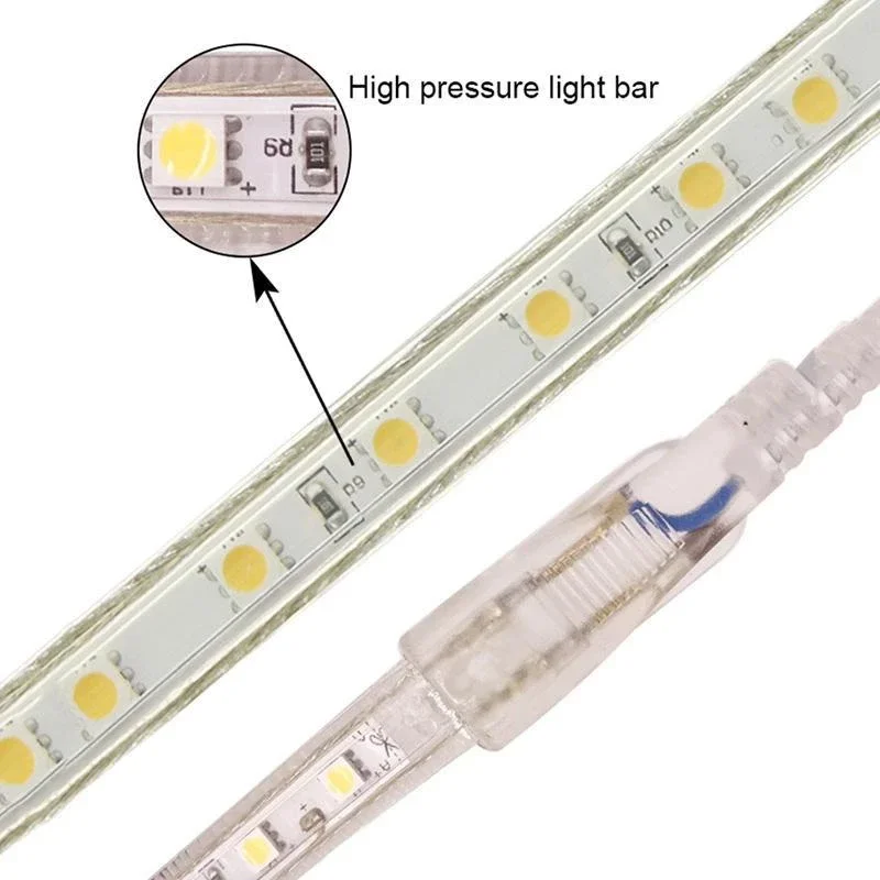 Tira de luces LED impermeable de 220V, alto brillo, 5M, 10M, 20M, para decoración del hogar, cocina, jardín al aire libre, luz LED con enchufe