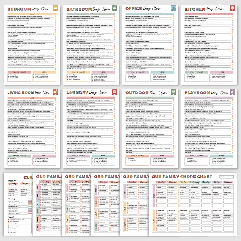 2025 منتج جديد رائجة البيع ADHD تنظيف جدول التنظيف المنزلي قائمة التنظيف السنوية كتاب الخطة