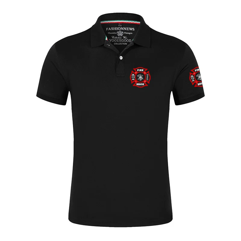 Firefighter Rescue Team Printing Fashion 2023 New Men's Summer Solid Color Short Sleeves Comfortable T-Shirts Polo Shirt Tops