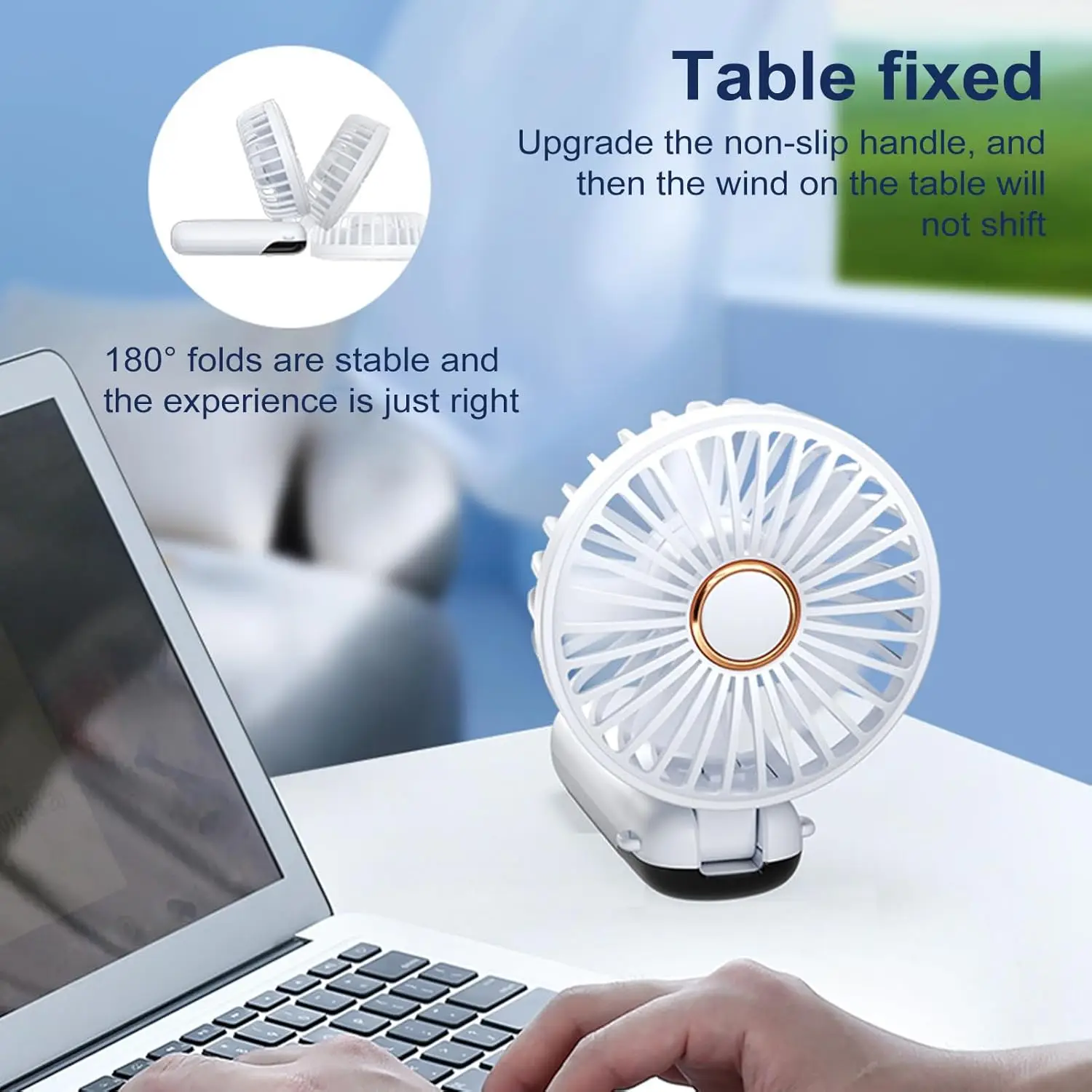 Портативный ручной вентилятор с цифровым дисплеем, 5 скоростей, перезаряжаемый, 180 градусов, регулируемый, складной, охлаждающий кондиционер