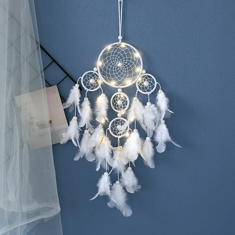 YFY five rings dream catcher feather wind chimes pendant creative gift  and American fashion home wind chimes  catcher pendant