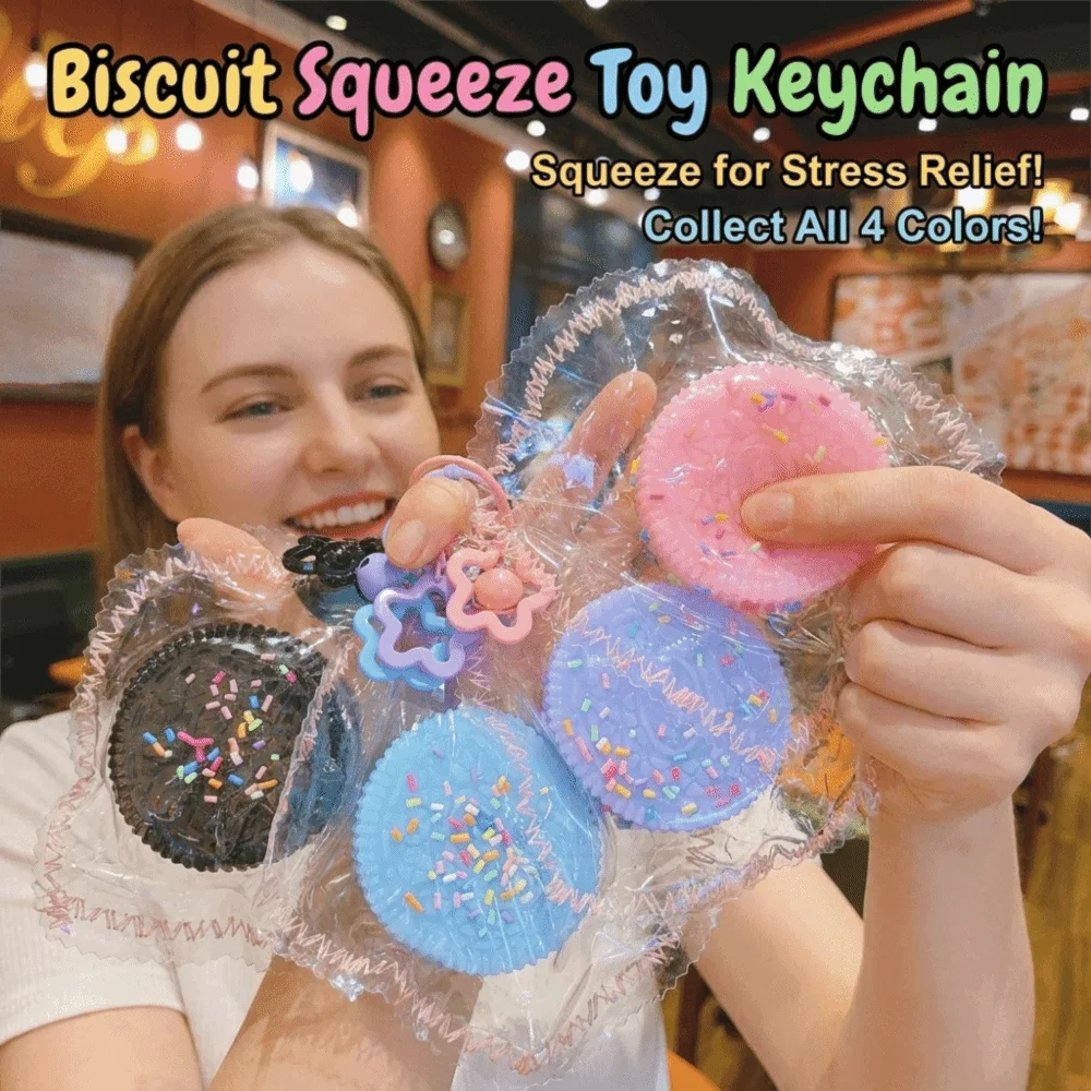 Simulated Food Biscuit Squeeze Keychain Super Soft Quick Rebound Slow Rebound Pendant Funny Squishy Fidget Office