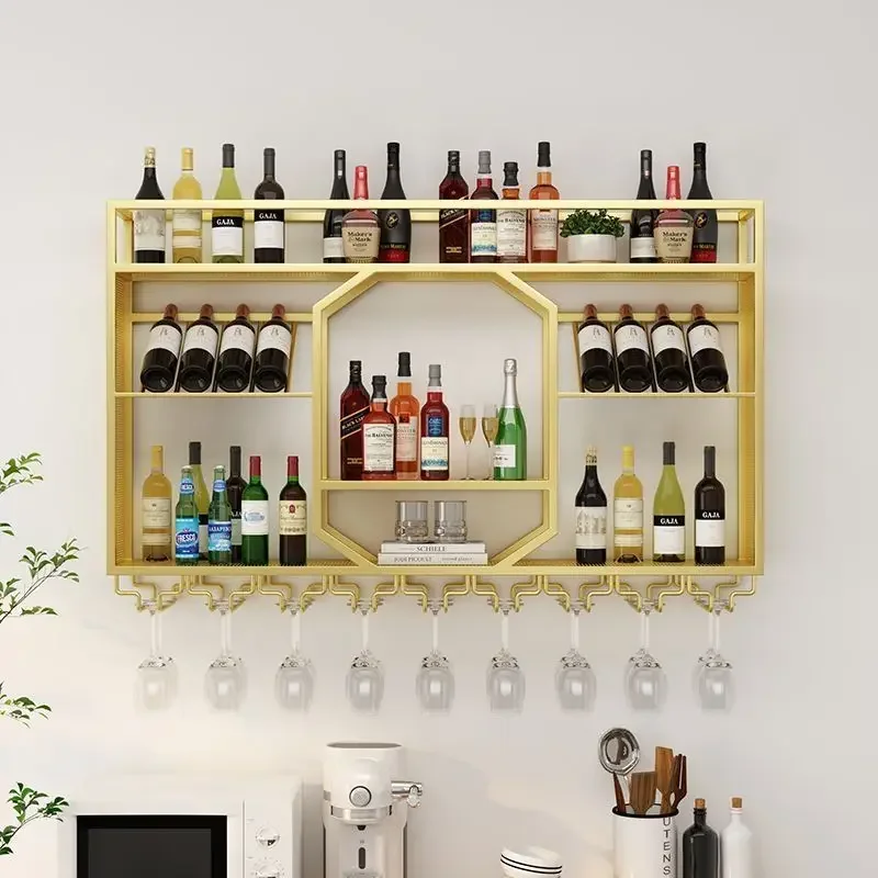 Wall wine rack Bar counter Wine cabinet Wall-mounted household iron restaurant Display rack Hanging wall storage