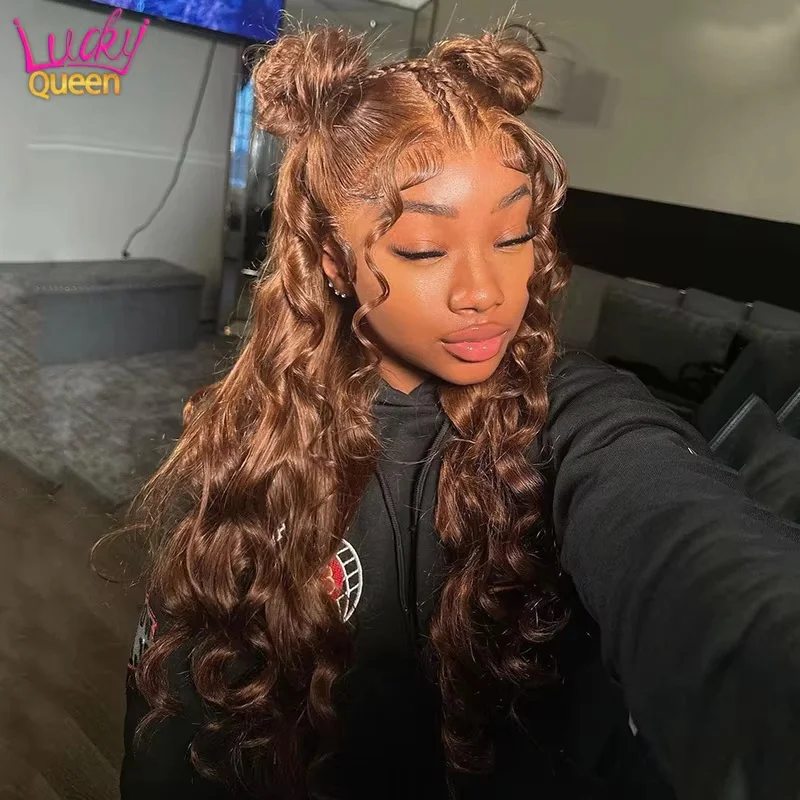 Body Wave Coco Brown Colored Human Hair HD Lace Front Wig Pre Plucked Hairline Transparent Lace 13X4 13X6 Frontal Wig for Women