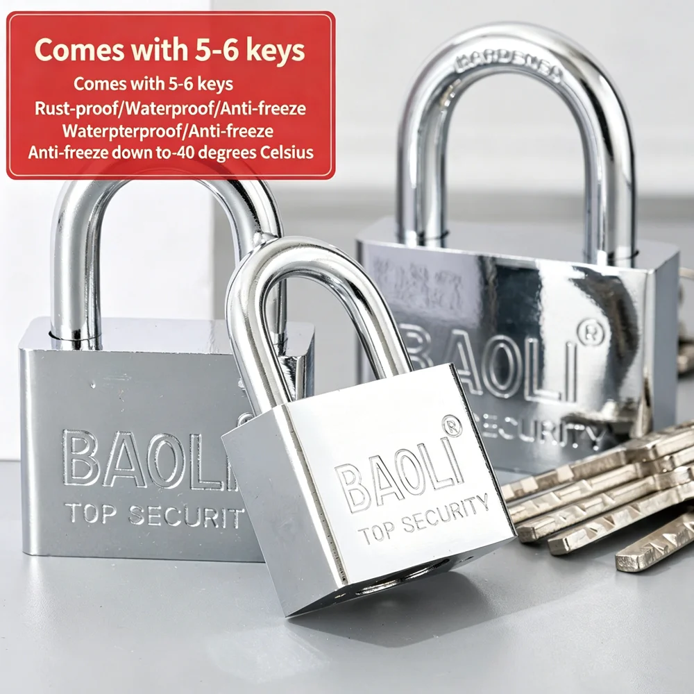 BAOLI Heavy Duty Security Padlock Small Medium Large Size Anti Rust Waterproof Keyed Padlock for Home Gate Locker Warehouse