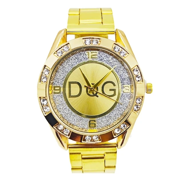 DQG-reloj de cuarzo de cristal para mujer, accesorio de moda de lujo, de acero inoxidable, dorado y plateado, 2024