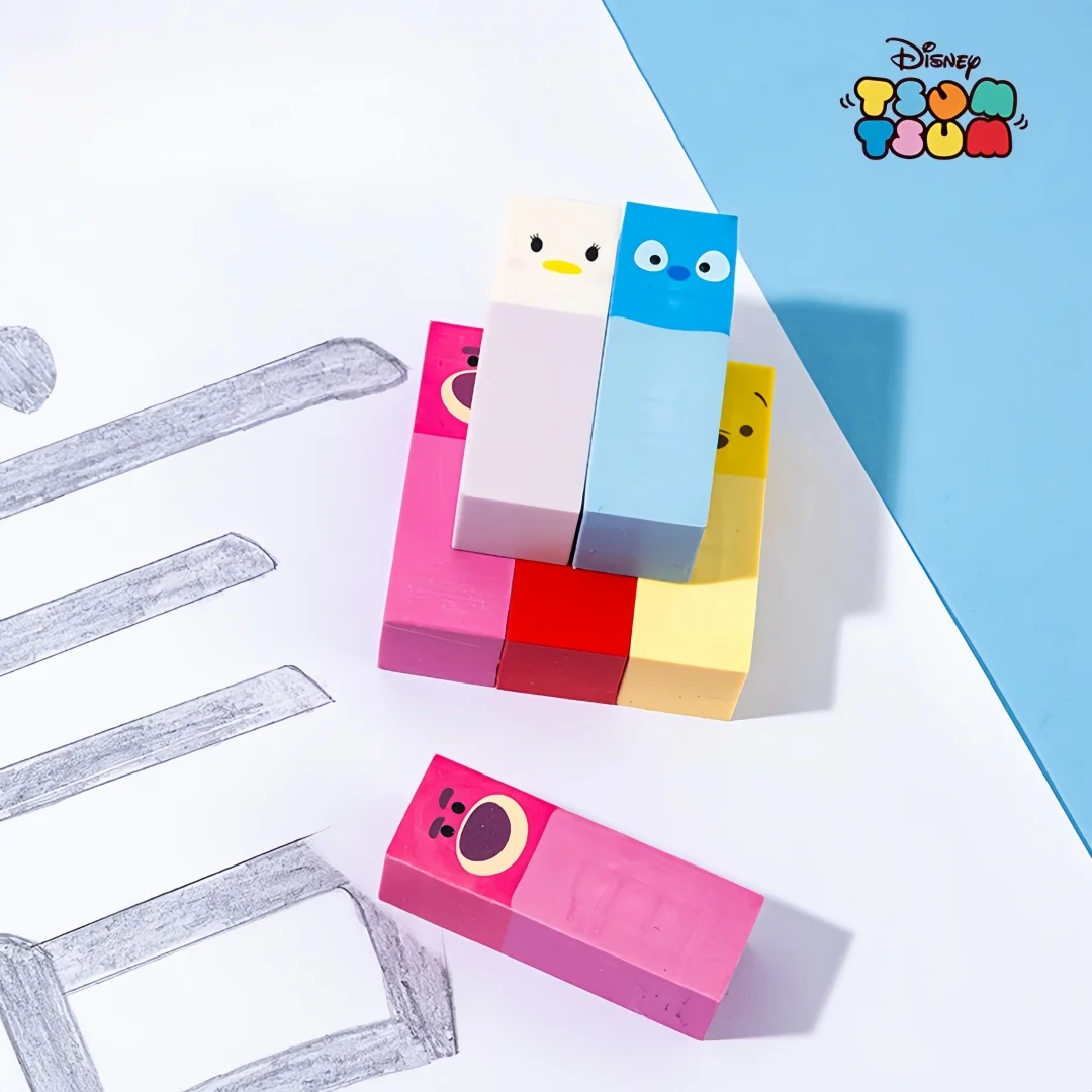 Borrador de dos colores Disney Tsum Tsum, oso fresa, dibujos animados, papelería de alta calidad para estudiantes