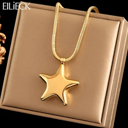 EILIECK 316L Stainless Steel Exaggerated Pentagram Star Pendant Necklace For Women New Waterproof Neck Chain Golden Jewelry Gift