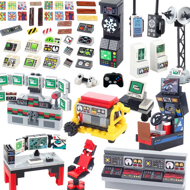 City Printing Building Blocks Accessories Mobile Phones Radar Display Instrument Panel Keyboards Floor Glass Window Bricks Toys