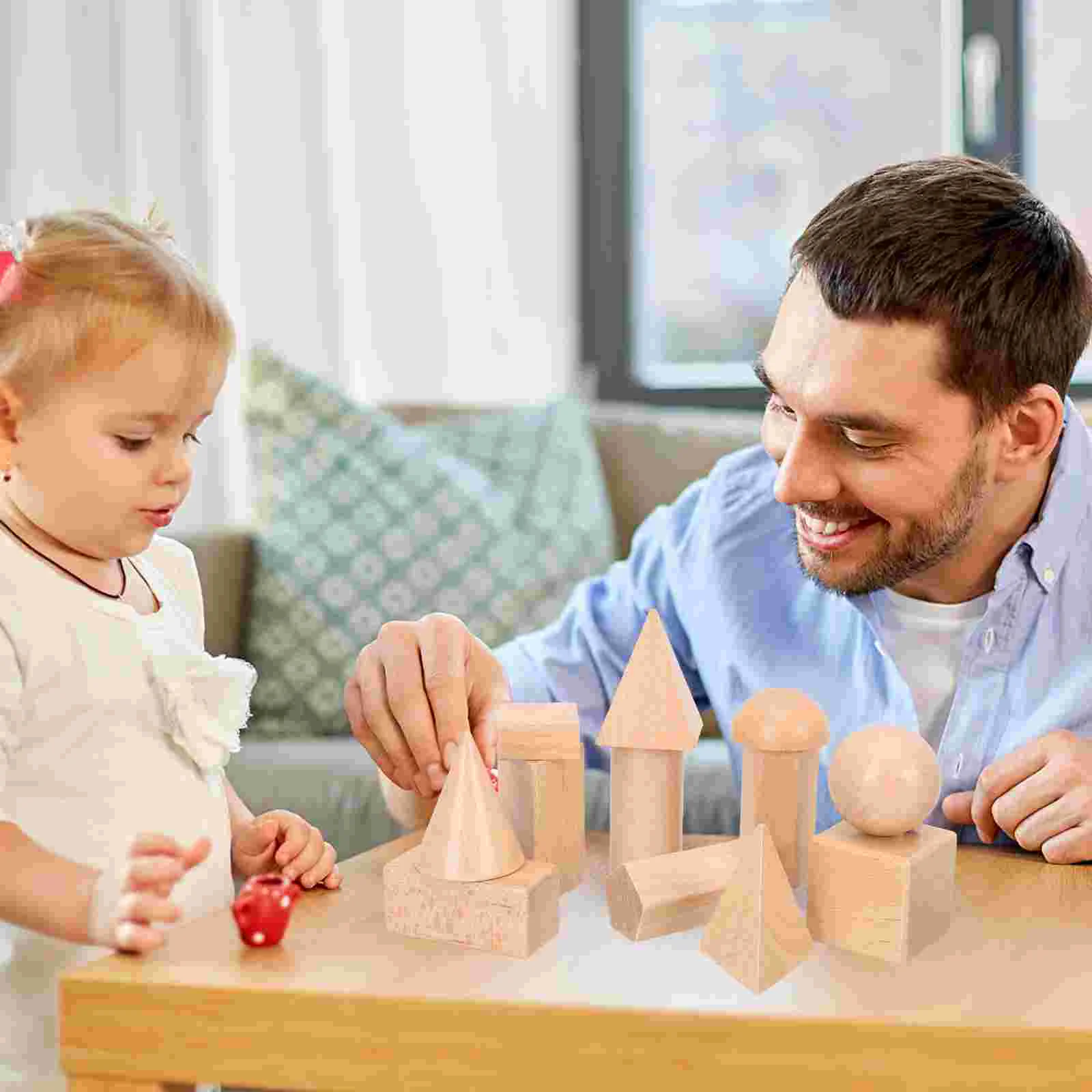 12 Uds. Modelo geométrico de juguete, juguetes para niños de escuela primaria, Mini bloques de juegos de matemáticas de madera con forma 3d para guardería