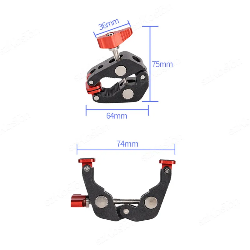 Super Clamp Magic Arm For Phone Holder Action Camera Mount Metal Double Ball Head with Thread For GoPro 13 12 11 Insta360 X4 X3