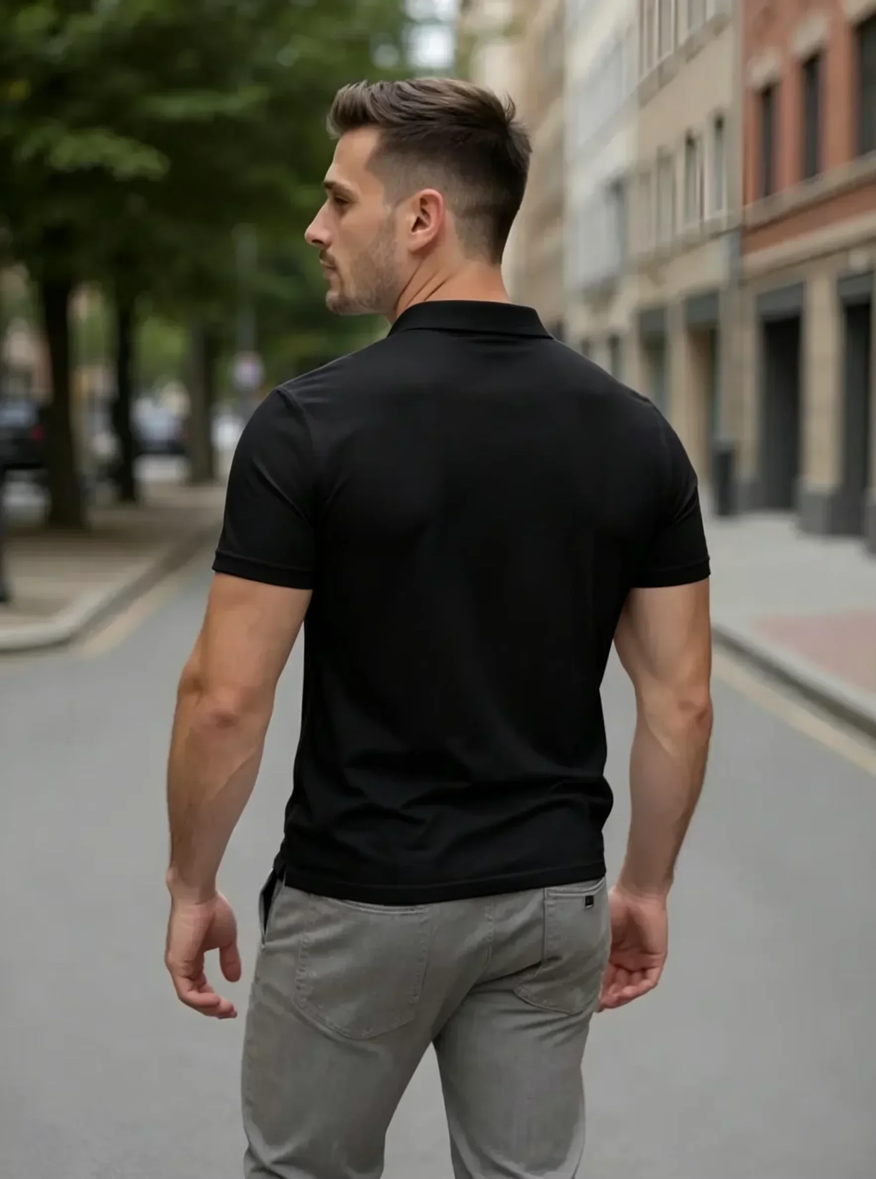 Herren Sommer High-End Golf Kurzarm-Poloshirt mit Kragen, Einfarbig, Atmungsaktiv, Büro-Casual, Hochwertige Herrenbekleidung – Detail 4