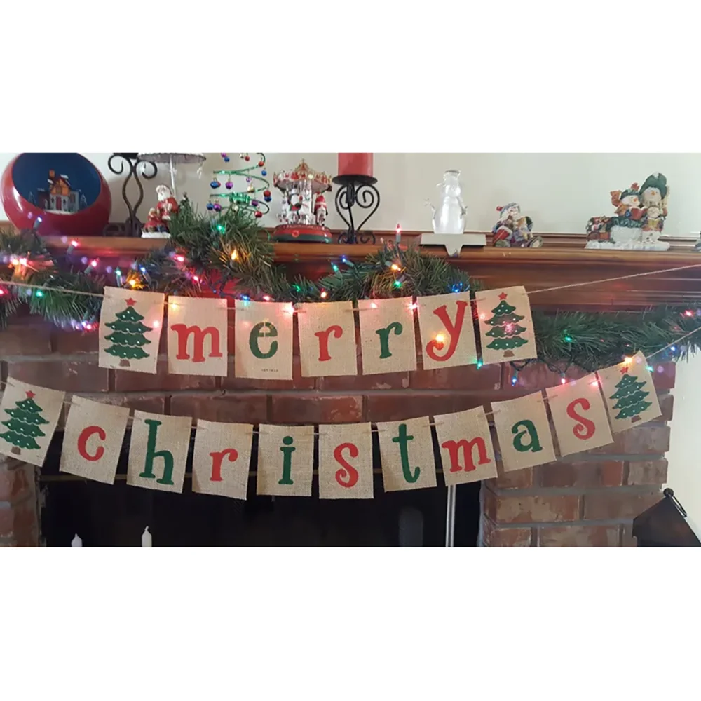 عيد ميلاد سعيد راية عيد الميلاد ريفي الخيش راية عيد الميلاد حفلة ديكور المنزل خلفية الشتاء عطلة ديكور لوازم