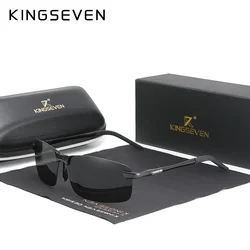 KINGSEVEN NEW Upgrade Fashion Men's Aluminum Sunglasses Polarized Rimless Simple Design Driving Sun Glasses Brand Men UV400
