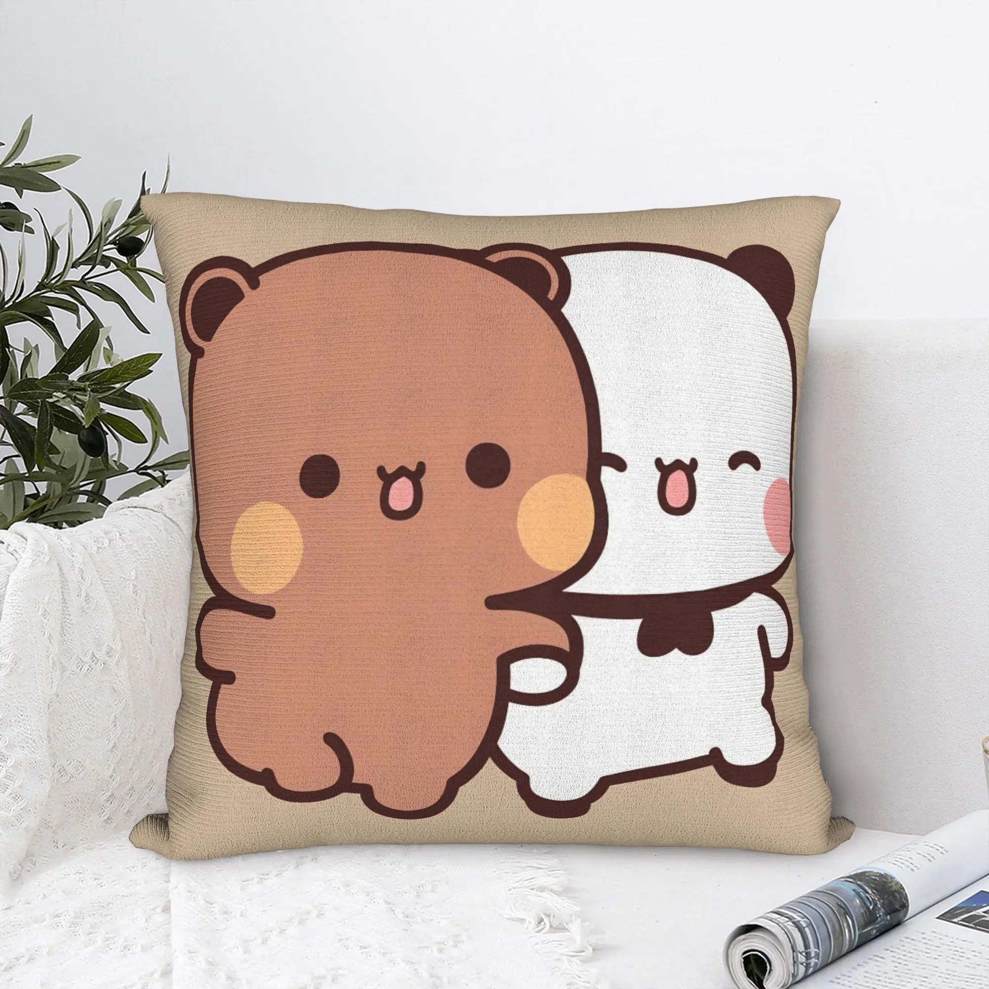 Bubu Dudu Couple Pandas Cartoon Pillow Case  Kawaii Pillow Cover Comfy Pillowcases For Sofa Home Decor