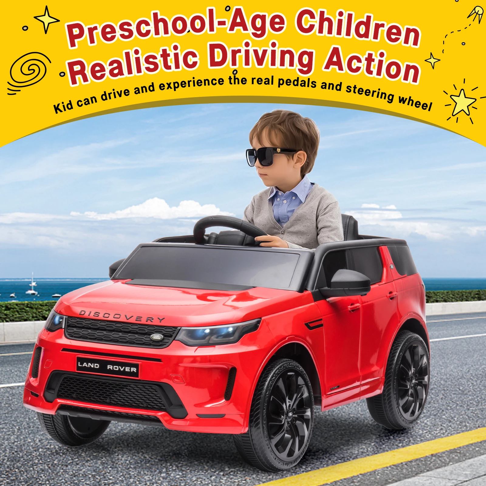 Ride on Car for Kids 12V Power Battery Electric Vehicles License Ride On Truck w/Parent Remote Control, MP3 Player, Rocking