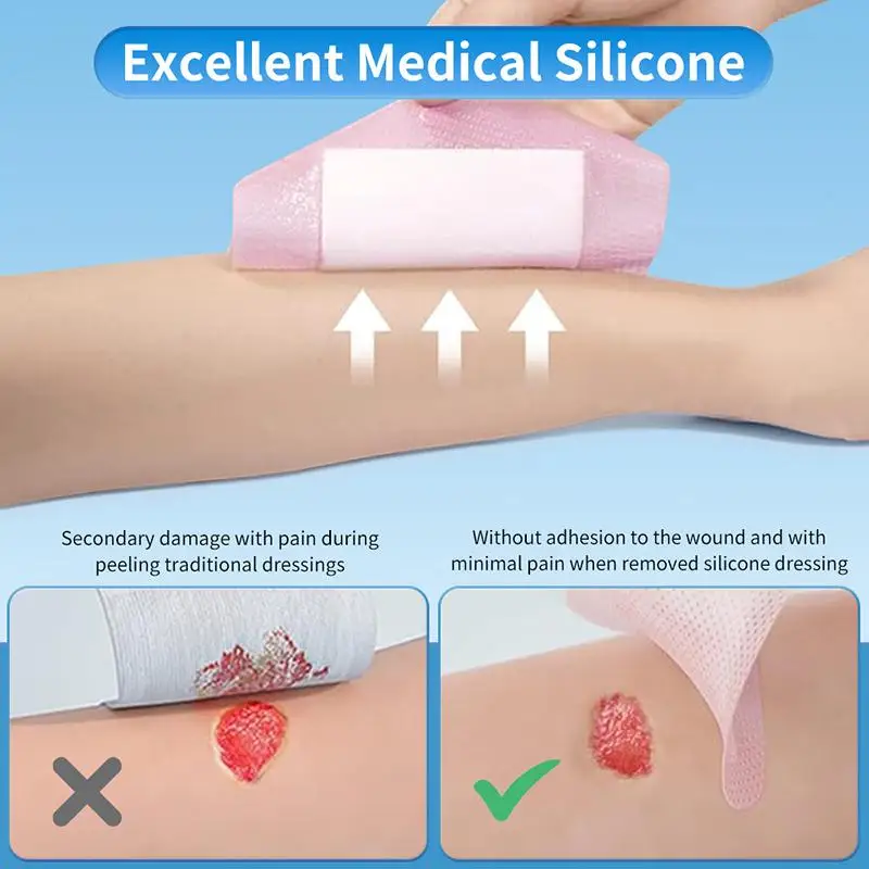 1Pc Waterproof Wound Dressing Bandage For Wound Care Absorbent Foam Pad Band-aid Silicone Polyurethane Foam Dressing+~