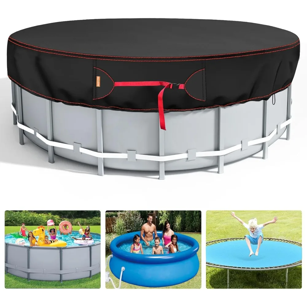 24 Ft Round Pool Cover, Solar Covers for Above Ground Pools, Stock Tank Pool Cover Protector with Pool Cover Accessories